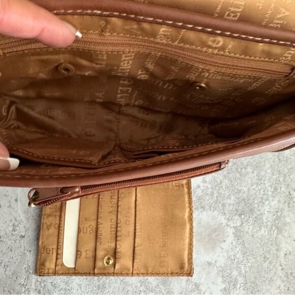 Etienne Aigner Brown Leather Bag Pocketbook Adjustable Strap Built-in Wallet VTG - Picture 10 of 13